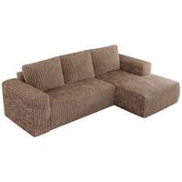 ECKSOFA TRENTINO L Braun Cord - Rechts - Schwarz/Braun, Kunststoff/Textil (164/266cm) - MKS