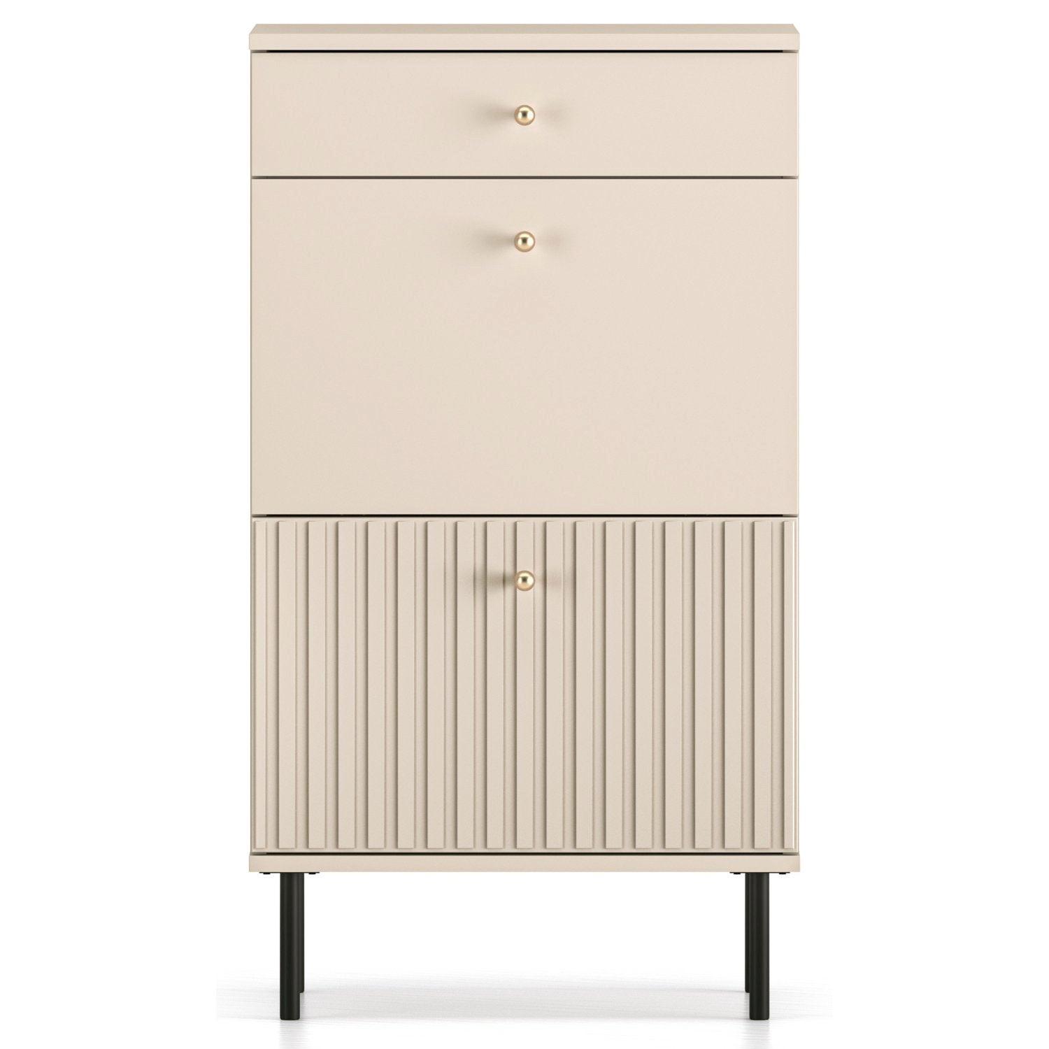 SCHUHSCHRANK Caletto Beige 55 cm - Beige/Goldfarben, Holzwerkstoff/Metall (55/98/34cm) - Selsey