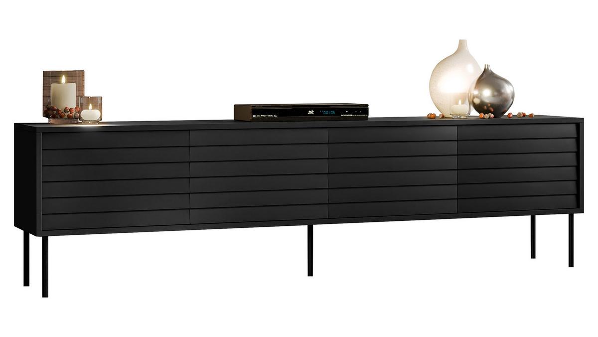 TV-LOWBOARD Cortina 200 4D - Schwarz, Holzwerkstoff/Metall (200/55/40cm) - MIRJAN24