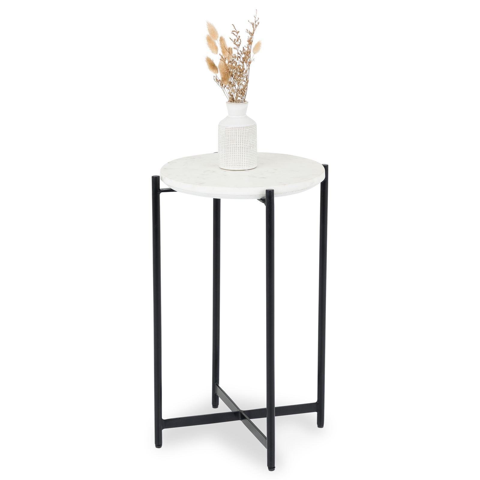 BEISTELLTISCH CRATO schwarz/weiß - Schwarz/Weiß, Metall (36/36/55cm) - IDIMEX