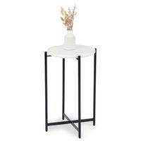 BEISTELLTISCH CRATO schwarz/weiß - Schwarz/Weiß, Metall (36/36/55cm) - IDIMEX