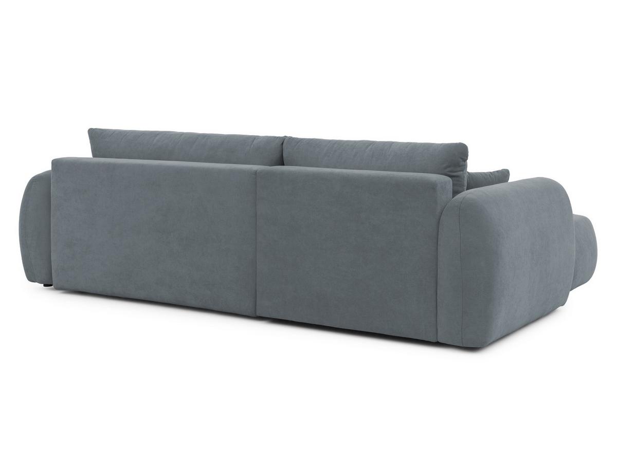ECKSOFA Loretto aus natürlichem Dunkelgrau Webstoff mit Schlaffunktion, Bettkasten und tiefen Steppungen in Bubble-Optik - Dunkelgrau/Schwarz, Holz/Kunststoff (180/275cm) - S-Style