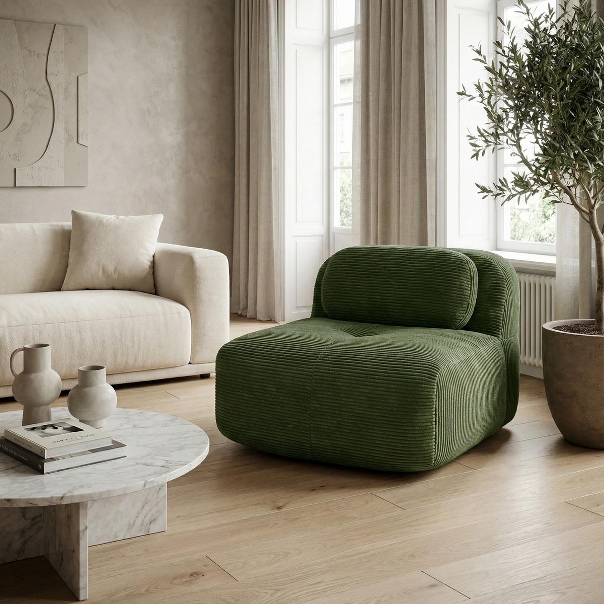 1-SITZER SOFA in Premium Cord - Grün, Textil (90/75/103cm) - Urban Meuble