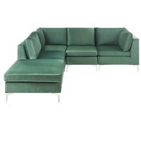 ECKSOFA Modul 4-Sitzer rechtsseitig Grün Samtstoff mit Ottomane Evja - Grün, Textil (235/150cm) - Beliani