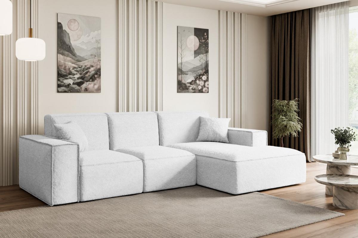 ECKSOFA Ottomane Rechts SERRA-L - 266x169x80 cm Weiß Bouclé - Schwarz/Weiß, Holzwerkstoff/Kunststoff (266/169cm) - ALTDECOR