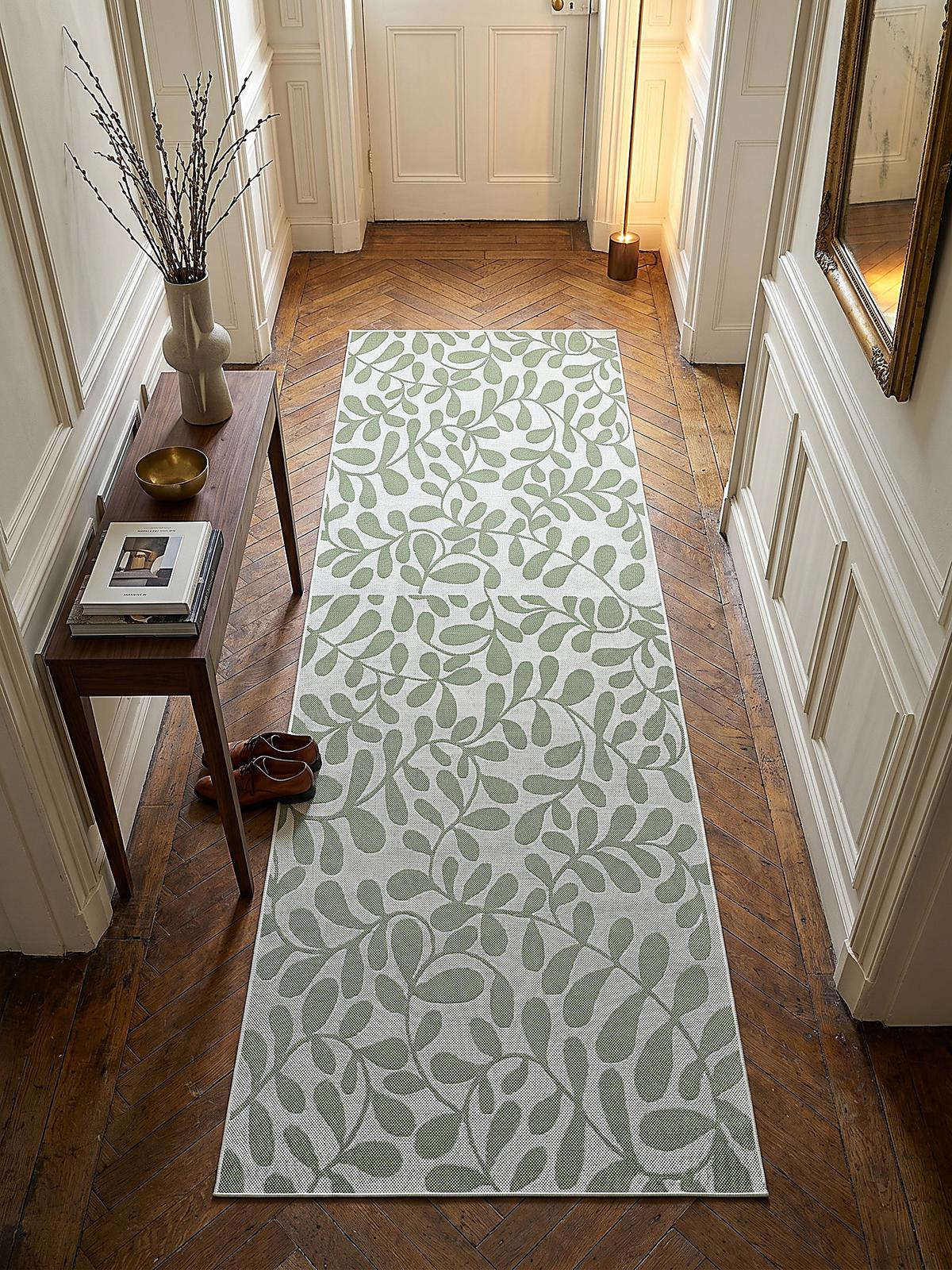 TEPPICHLÄUFER Floral BORNO Polypropylen Grün 80 x 150 cm - Grün, Textil (80/150cm) - KADIMA DESIGN