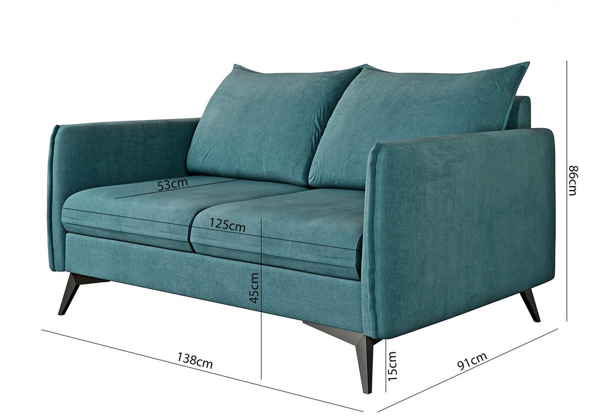 2-SITZER-SOFA Pulse Türkis Luxusmicrofaser - Türkis/Schwarz, Holz/Textil (138/86/91cm) - S-Style Möbel