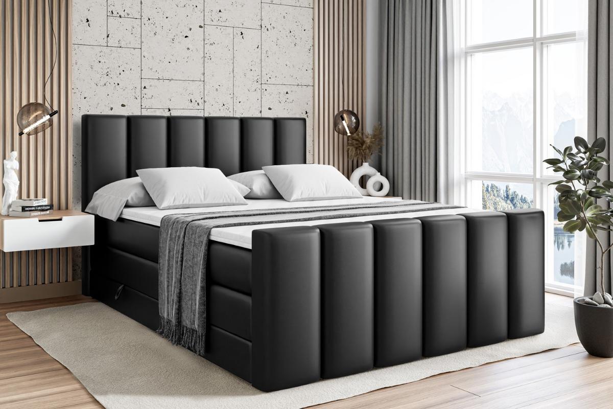 BOXSPRINGBETT BOXI1-Z KING - 140x200 - H3/H4 - Schwarz Hochglanz - Schwarz Hochglanz, Holzwerkstoff (140/200cm) - ALTDECOR