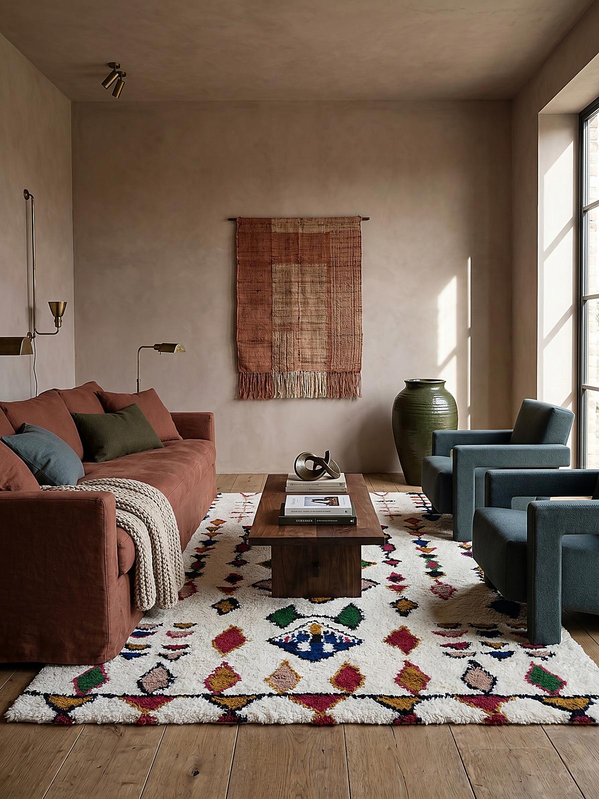 WOLLTEPPICH BRUE, mit Rautenmuster, Bunt, 160 x 230 cm - Multicolor, Textil (230/160cm) - KADIMA DESIGN