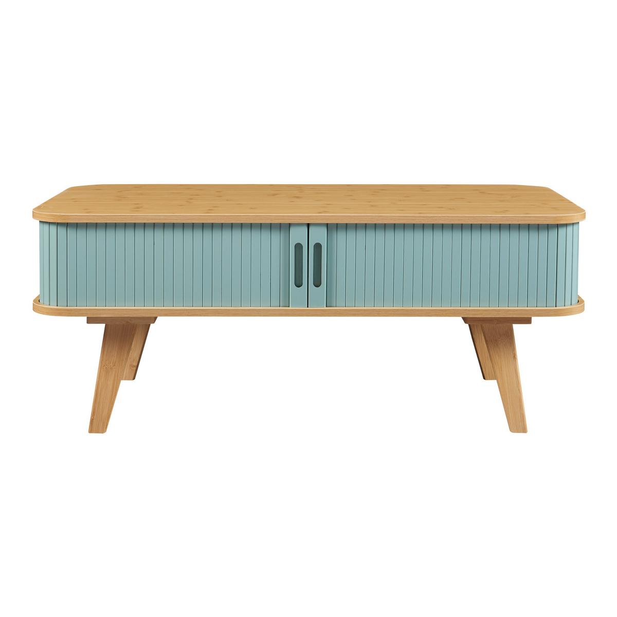 COUCHTICH Tysvær 100/50/40 cm - Blau/Naturfarben, Holz/Holzwerkstoff (50/100/40cm) - [en.casa]