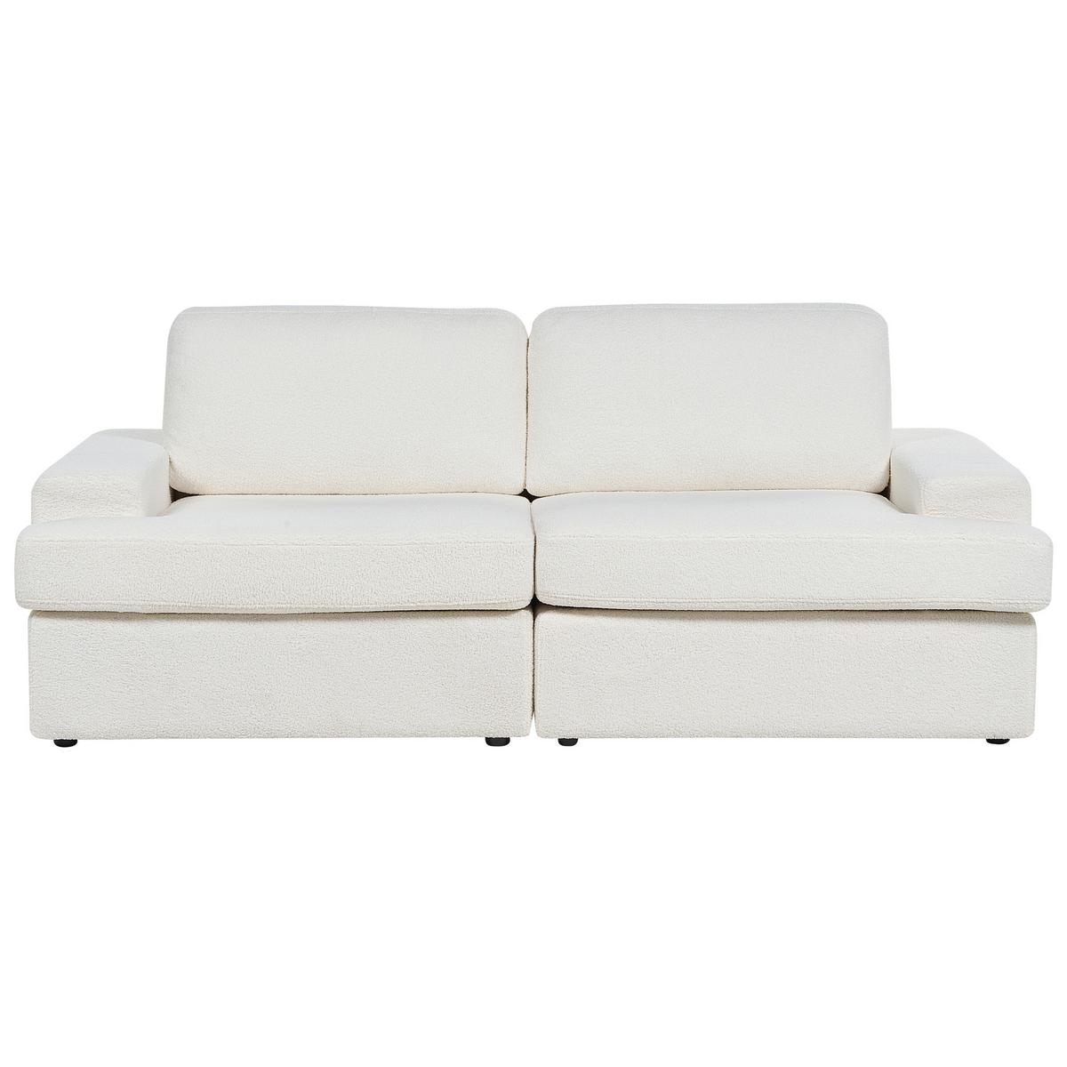 3-SITZER-SOFA Bouclé cremeweiß Alla - Weiß, Textil (208/86/112cm) - Beliani