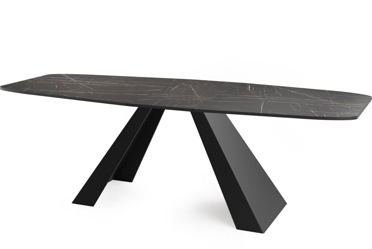 ESSTISCH Monte rechteckig ausziehbar, Marmor Schwarz 160-200/80/76 cm - Anthrazit/Schwarz, Holzwerkstoff/Metall (80/198/76cm) - WFL GROUP