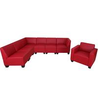 COUCH-GARNITUR Rot - Rot, Textil (258/76/186cm) - MCW