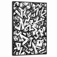 LEINWAND Bilder mit Rahmen - Formen - Buchstaben - Graffiti - Schwarz - 80x120 - Schwarz, Textil (80/120cm) - MuchoWow