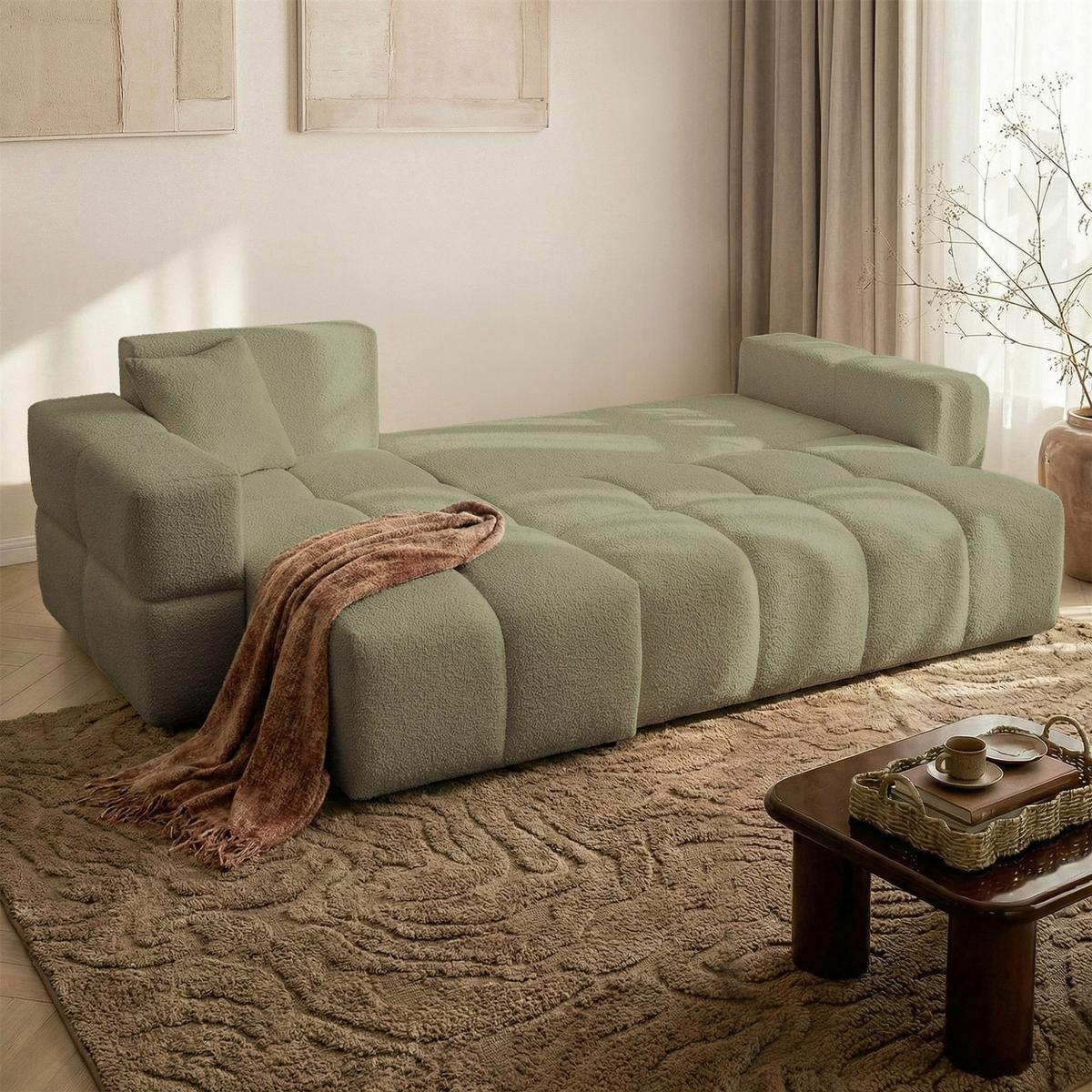 ECKSOFA Denise Mit Schlaffunktion - Grün, Holzwerkstoff/Textil (250/148cm) - Fun Möbel