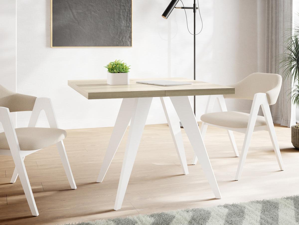ESSTISCH Quadro quadratischer ausziehbarer, Sonoma Eiche 100-200/100/76 cm - Weiß/Sonoma Eiche, Holz/Holzwerkstoff (100/200/76cm) - WFL GROUP