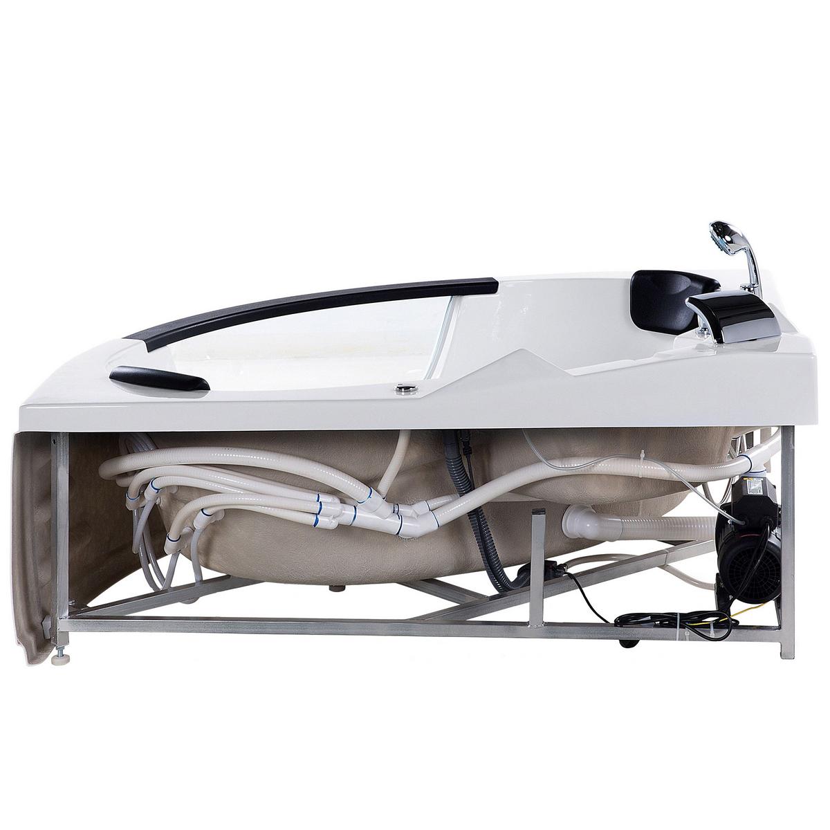 WHIRLPOOL-BADEWANNE mit LED 155x214x60 cm weiß Martinica - Weiß, Kunststoff (155/60/214cm) - Beliani