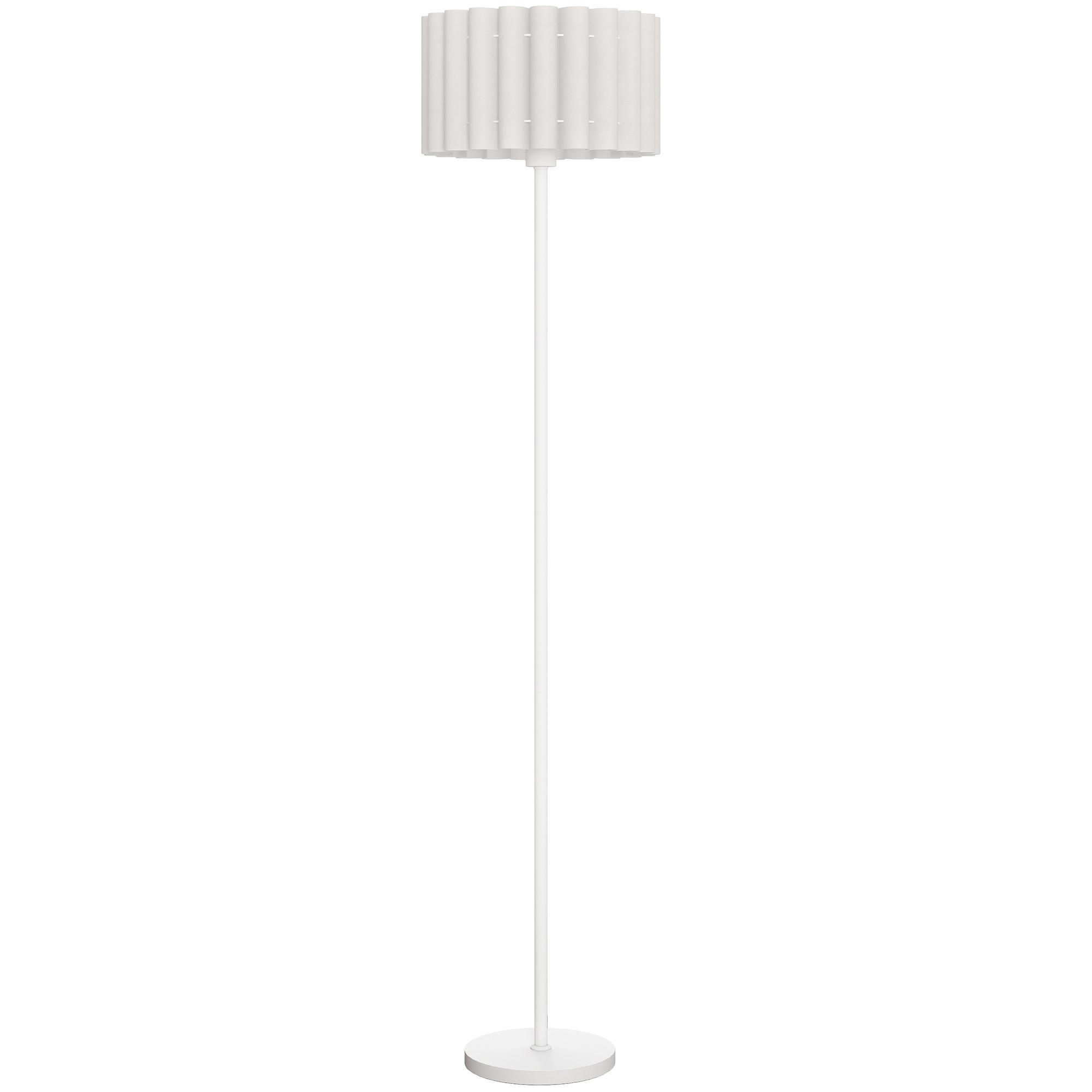 STEHLAMPE, Stehleuchte mit E27 Fassung, mit Wellenschirm für Wohnzimmer, Weiß - Weiß, Kunststoff (35/35/153cm) - HOMCOM