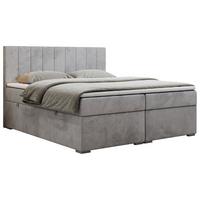 BOXBETT LOPE 160/200 - Hellgrau Velvet - H4 - Hellgrau, Holz/Textil (160/200cm)