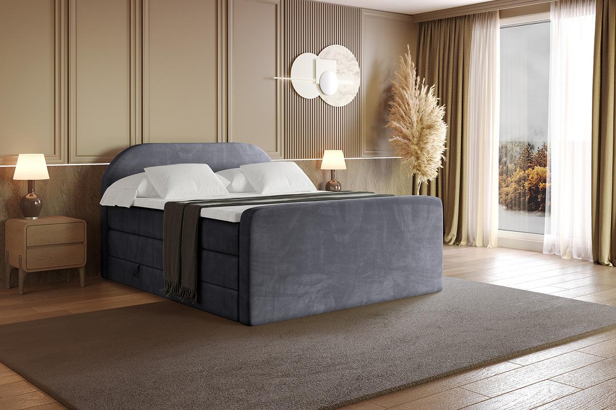 BOXSPRINGBETT mit Matratze und Lattenrost - NOX-Z KING-200x200 - Dunkelgrau Casablanca - Dunkelgrau, Holzwerkstoff (200/200cm) - ALTDECOR