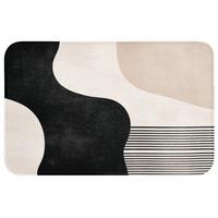BADEMATTE Abstrakt - Japandi - Beige - Modern Badvorleger 80x50 cm - Beige/Schwarz, Textil (80/50cm) - OnlyWow