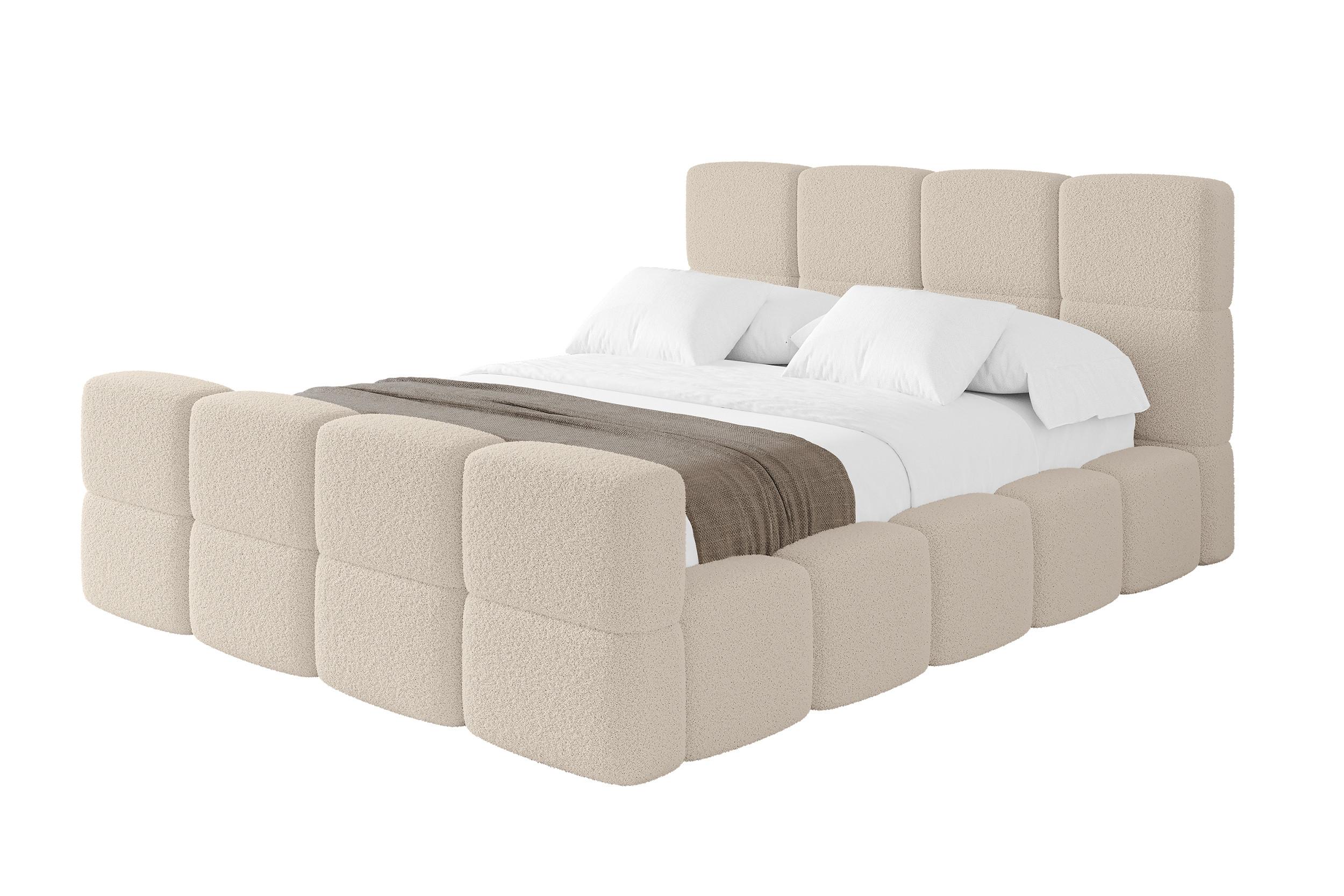 POLSTERBETT mit Bettkasten und Lattenrost mit Matratze H3/H4, Kopfteil, Boxbett, mit Stauraum - NATA-Z 120x200 Dunkelbeige - Hellbraun, Holzwerkstoff/Textil (120/200cm) - ALTDECOR