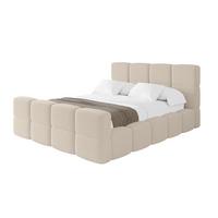 POLSTERBETT mit Bettkasten und Lattenrost, Bett mit Matratze H3/H4, Kopfteil, Boxbett, Doppelbett mit Stauraum - NATA-Z 200x200 Dunkelbeige - Hellbraun, Holzwerkstoff/Textil (200/200cm) - ALTDECOR