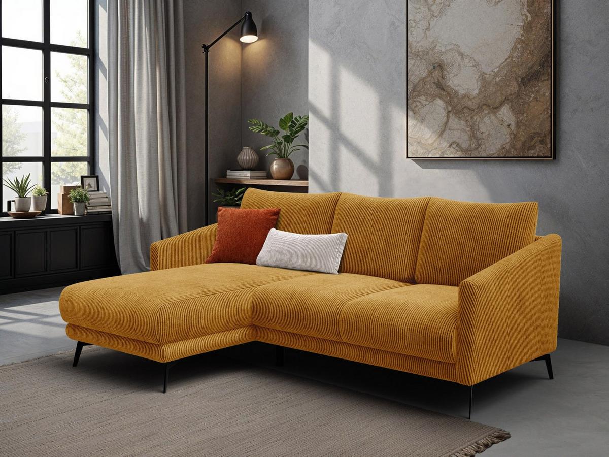 ECKSOFA VILT 3-Sitzer, safran - Gelb/Schwarz, Holzwerkstoff/Textil (221/156cm) - Wozimo