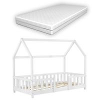 HAUSBETT Sisimiut mit Matratze - Weiß, Holz/Textil (70/140cm) - [en.casa]