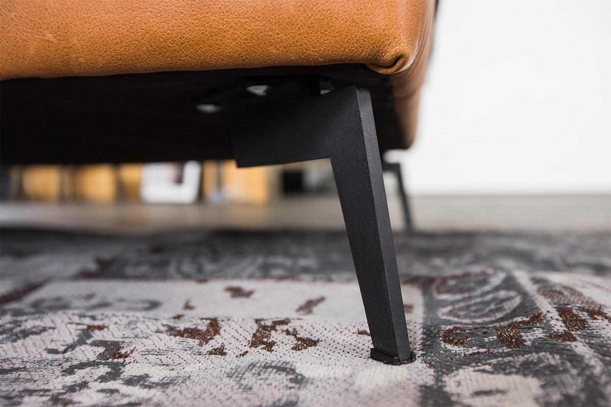 ECKSOFA BLOOM Braun Leder - Schwarz/Braun, Leder/Metall (276/177cm) - KAWOLA