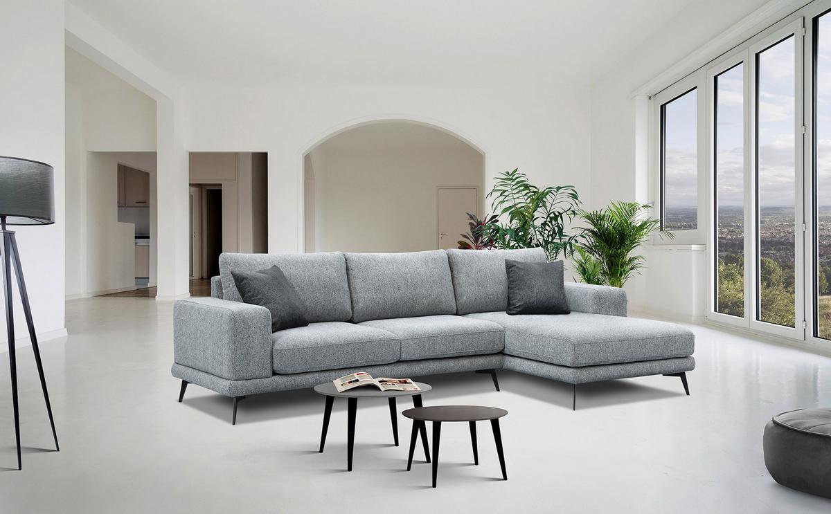 ECKSOFA MEDIOLANE 4-Sitzer, silberfarben - Silberfarben, Holzwerkstoff/Textil (282/219cm) - Wozimo