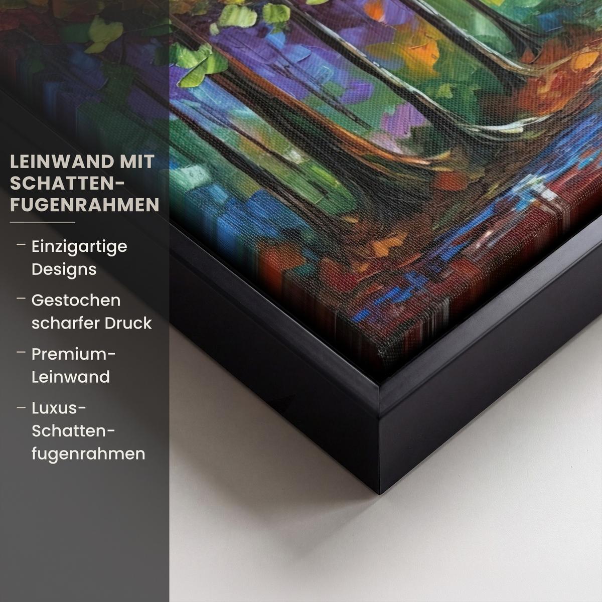 LEINWAND Bilder mit Rahmen - Landschaft - Wald - Farben - Natur - 30x20 - Multicolor, Textil (30/20cm) - MuchoWow