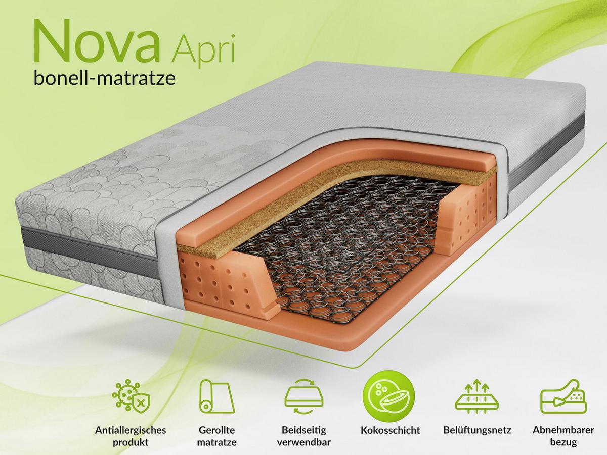 FEDERKERNMATRATZE NOVA - 120/200 - H3/H4 - Apri - Multicolor, Textil (120/200cm) - MKS