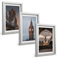 BILDER SET 3er Set - 20x30 cm Silberner Rahmen - London Bridge Big Ben Uhr - Silberfarben, Kunststoff (20/30cm) - TULUP