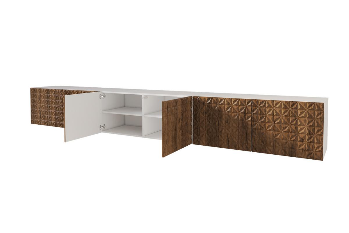 LOWBOARD VIRA-W 3x100x40x40 cm - Weiß / Katania - Eiche Wotan, Holzwerkstoff (300/40/40cm) - ALTDECOR