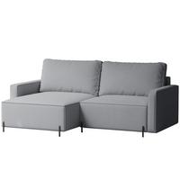 ECKSOFA LEO Links, mit Schlaffunktion und Bettkasten, Grau - Grau, Textil/Metall (229/148cm) - Idohome