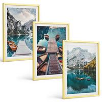 BILDER SET 3er Set - 40x60 cm Goldrahmen - See, Brücken, Berge - Goldfarben, Kunststoff (40/60cm) - TULUP