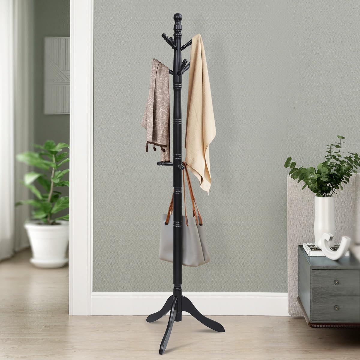 GARDEROBENSTÄNDER 175cm Schwarz - Schwarz, Holz (50/175/50cm) - COSTWAY