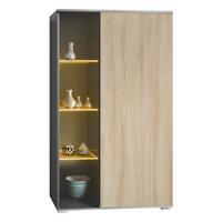 VITRINE Davos Eiche sägerau - Eiche San Remo, Holzwerkstoff (71.5/134/35cm) - Vladon