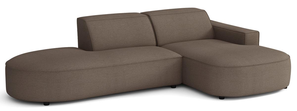 ECKSOFA Sallmo L-Form, 3-Sitzer, rechts 276 cm - Hellbraun/Schwarz, Kunststoff/Textil (276/166cm) - Selsey