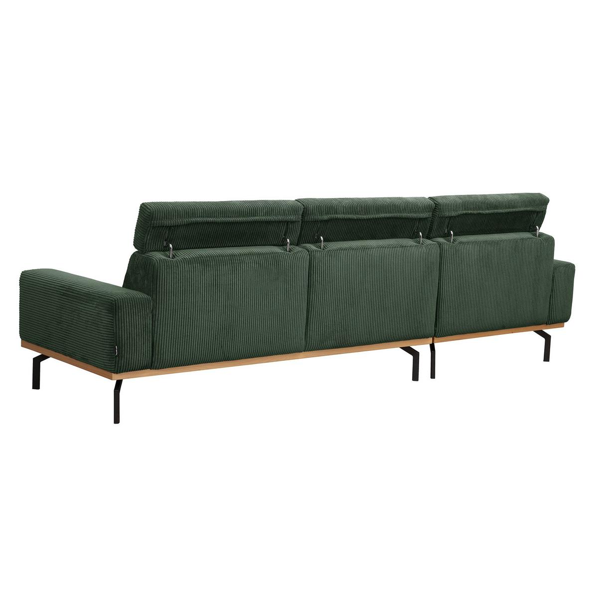 ECKSOFA mit Longchair links Katrien Cordstoff dunkelgrün - Dunkelgrün, Kunststoff (135/280cm) - 58aufmkessel