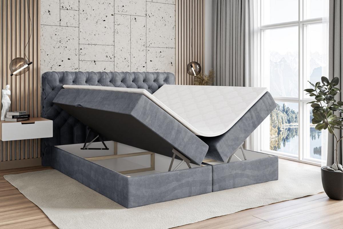 BOXBETT mit Matratze H4 und Lattenrost - BOXI8 - 120x200 cm - H4 - Grau - Grau, Holzwerkstoff (120/200cm) - ALTDECOR