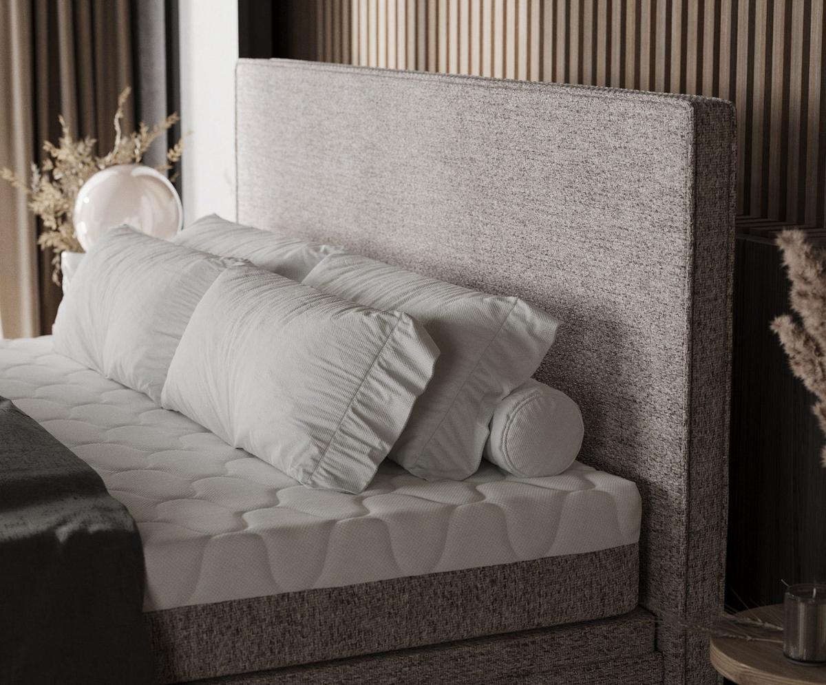 BOXBETT Zalla 160/200 cm Beige im Neve Stoff - Beige/Schwarz, Holz/Holzwerkstoff (160/200cm) - AltaBeds