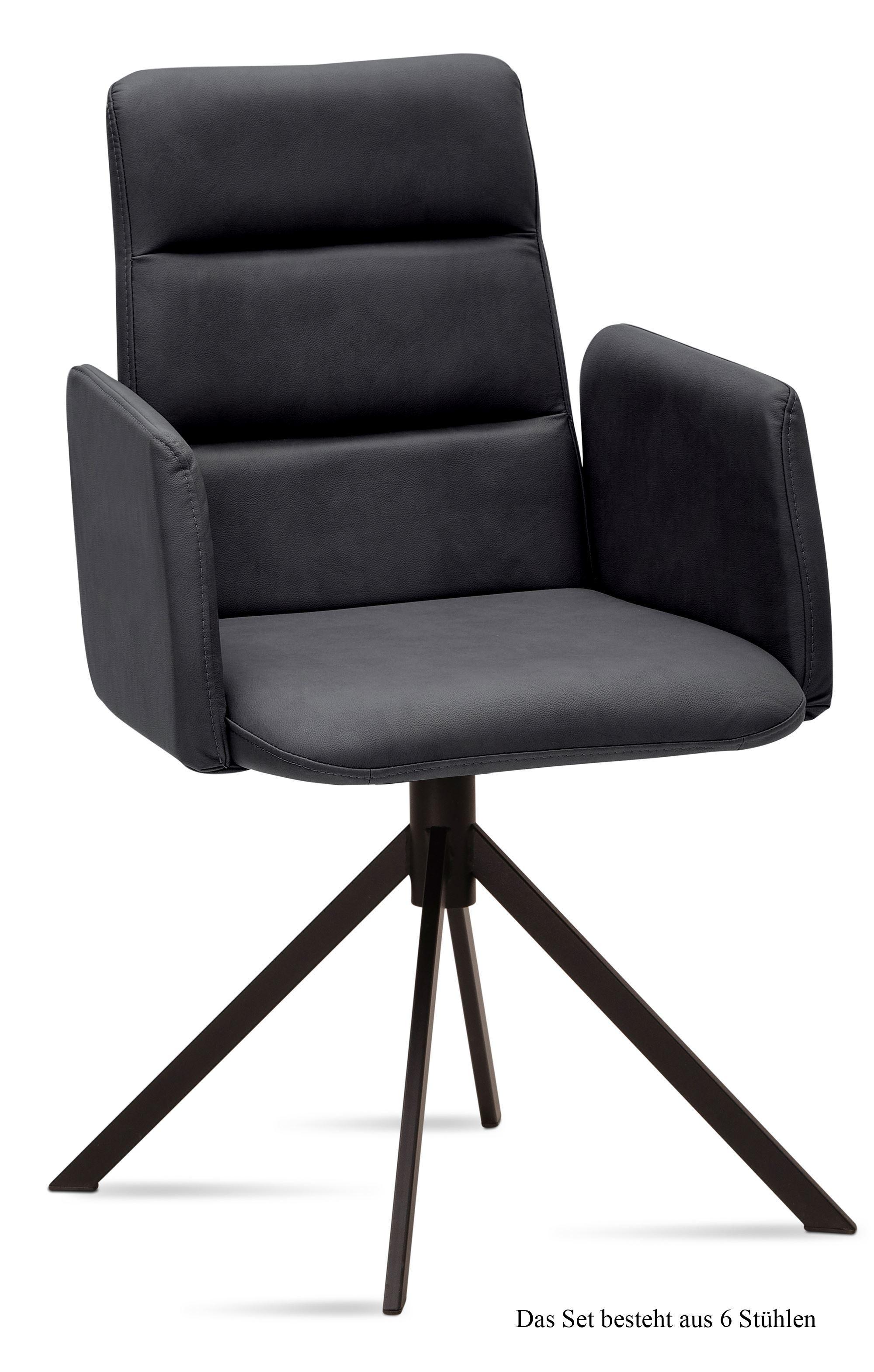 ARMLEHNSTUHL (6er-Set) Duana 52x92x60 Schwarz/Anthrazit - Anthrazit/Schwarz, Kunststoff (60/92/52cm) - 58aufmkessel