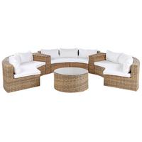LOUNGE SET PE Rattan hellbraun Severo - Hellbraun/Weiß, Kunststoff - Beliani