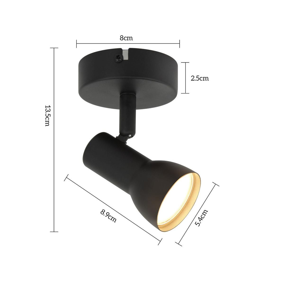 STRAHLER Gryvixa 1 Flammig 8/9/13.5 cm - Schwarz, Metall (13.5/8/9cm) - ZMH