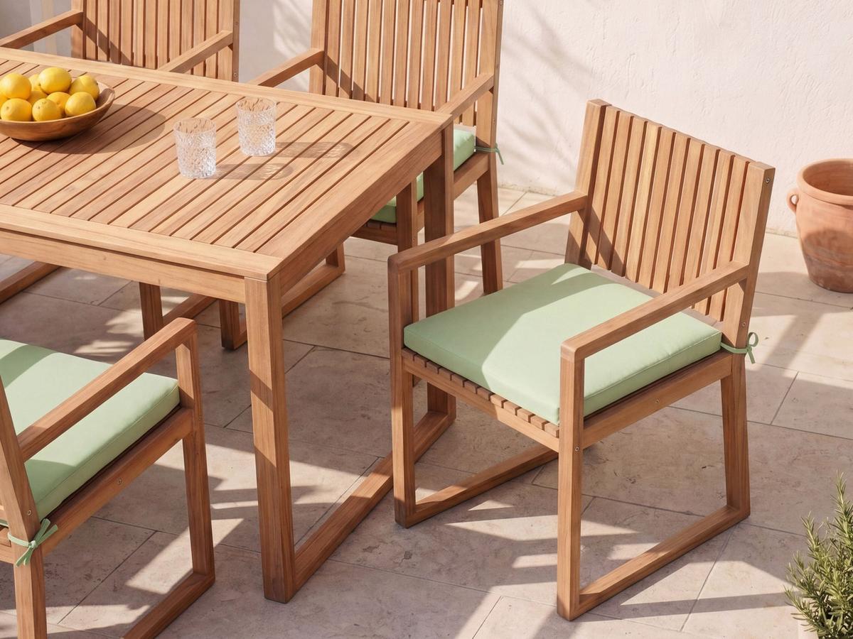 GARTENSTUHLKISSEN 8er-Set Hellgrün 46/46 cm Sassari Premium - Hellgrün, Textil (46/5/46cm) - Beliani