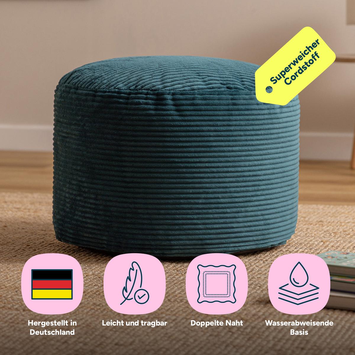 SITZPOUF Rund Milano - Grün, Textil (55/35/55cm) - icon
