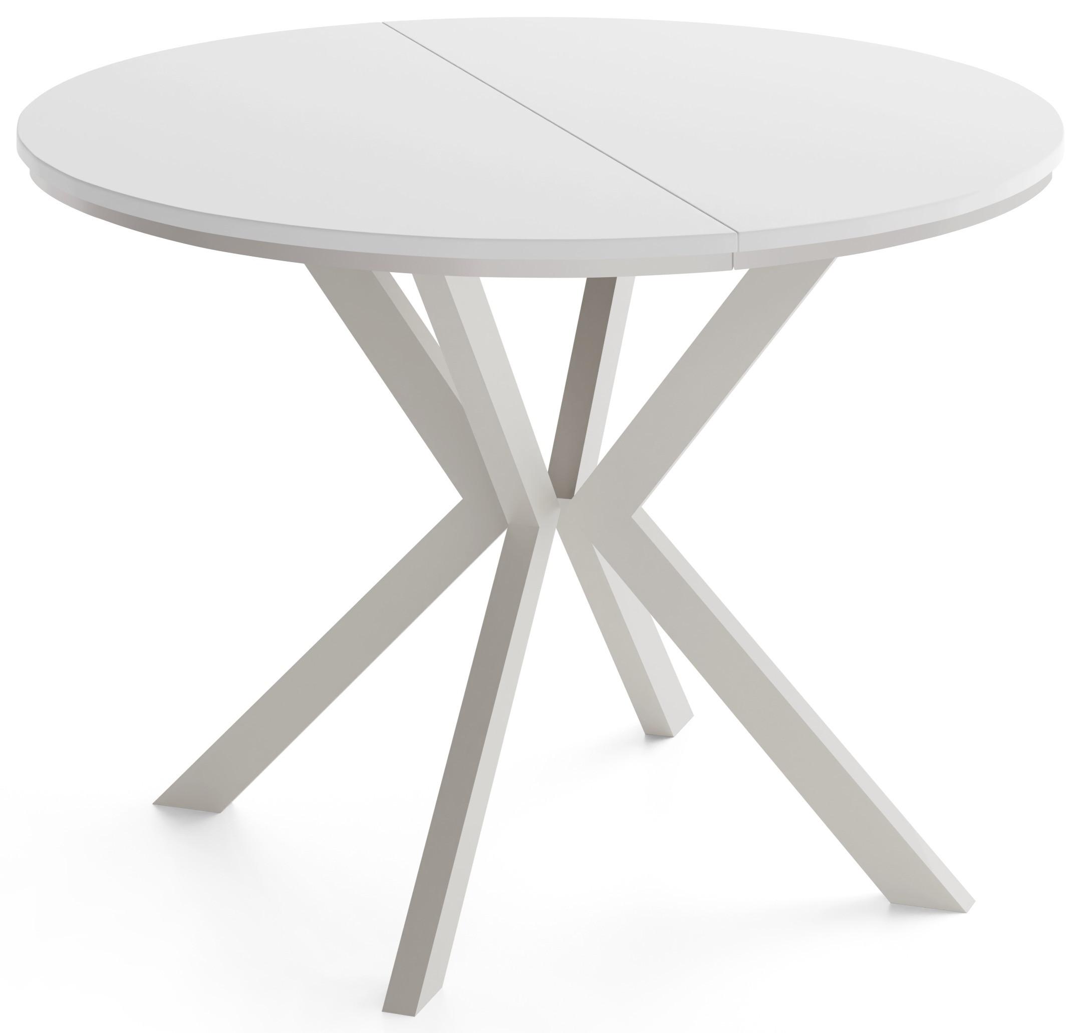 ESSTISCH Valio Neo rund oval ausziehbar verlängerbar mit Metallbeinen in Kaschmir Grau, Weiß 100-140/100/76 cm - Kaschmir/Beige, Holzwerkstoff/Metall (100/140/76cm) - WFL GROUP
