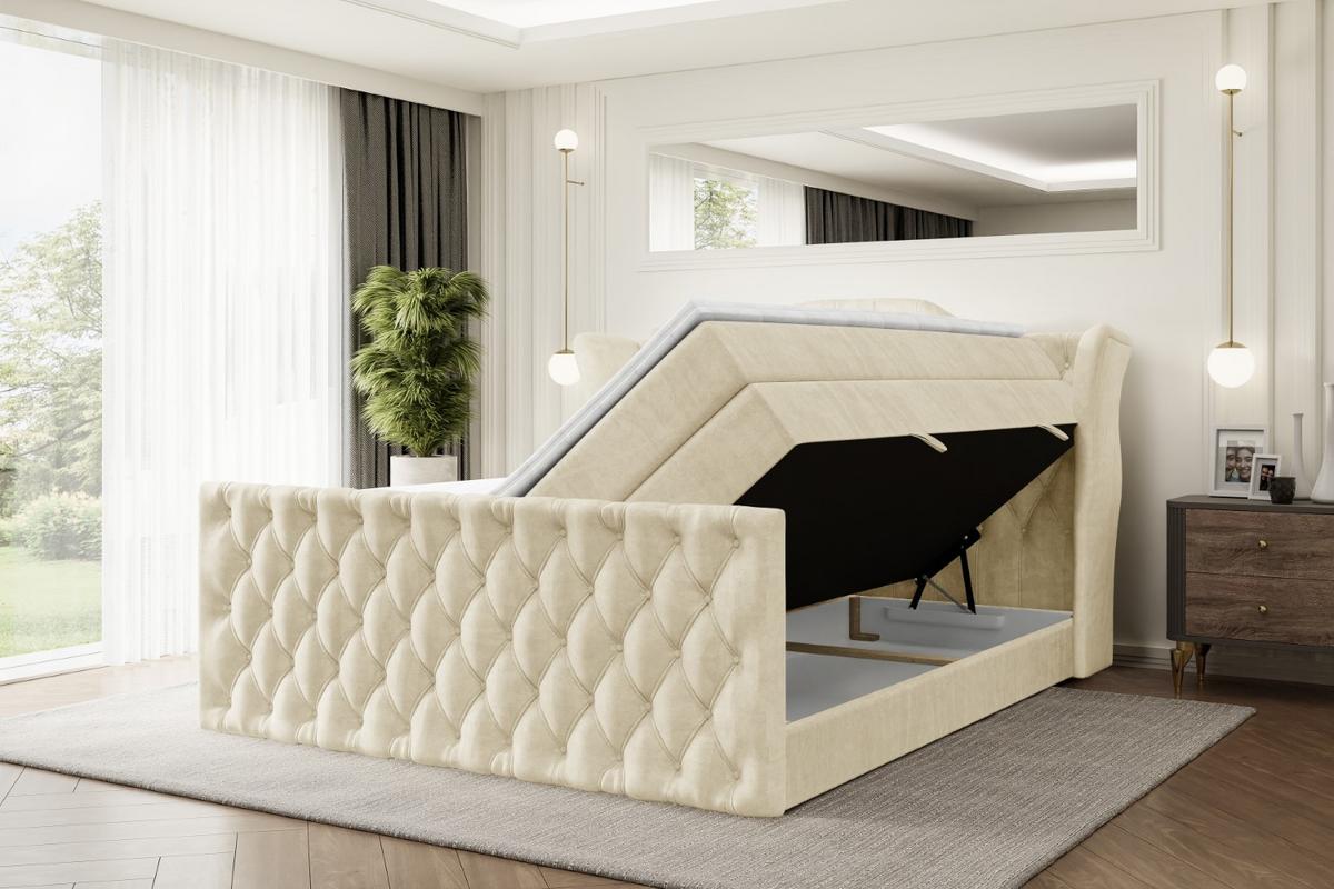 BOXSPRINGBETT VILA-Z KING - 180x200 - H3/H4 - Beige - Beige, Holzwerkstoff (180/200cm) - ALTDECOR